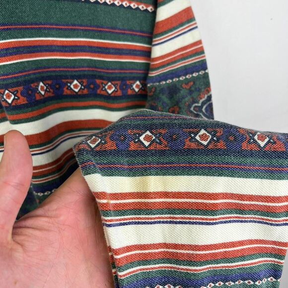 Vintage Tommy Hilfiger Quarter Button Collared Aztec Pattern Long Sleeve Size M - Picture 5 of 8
